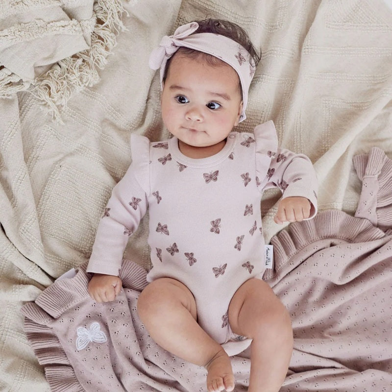 Aster & Oak Butterfly Rib Flutter Onesie