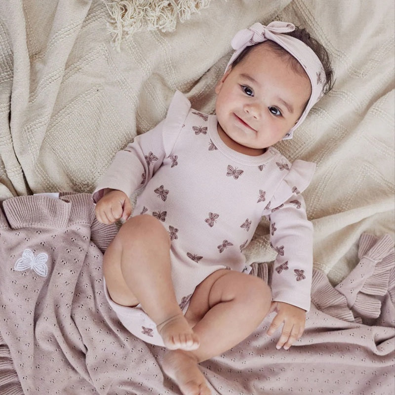 Aster & Oak Butterfly Rib Flutter Onesie