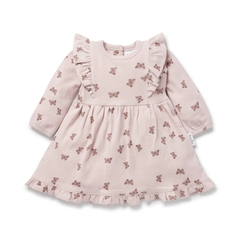Aster & Oak Butterfly Rib Ruffle Dress