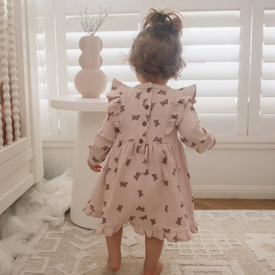 Aster & Oak Butterfly Rib Ruffle Dress