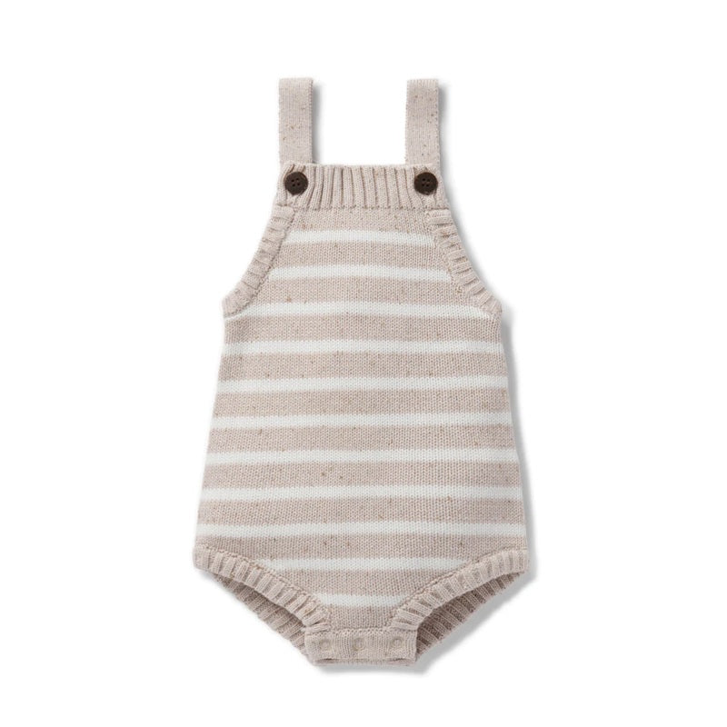 Aster & Oak Fleck Stripe Knit Romper - Natural Fleck