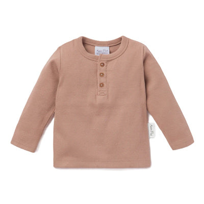 Aster & Oak Cocoa Rib Henley Top - Cocoa