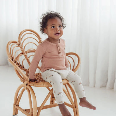 Aster & Oak Cocoa Rib Henley Top - Cocoa