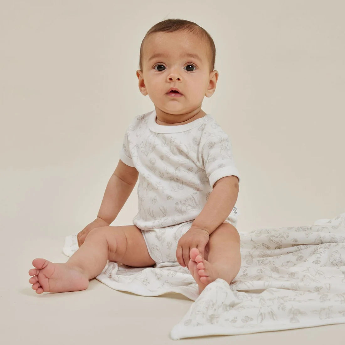 Aster & Oak Cute Creatures AOP Onesie - White