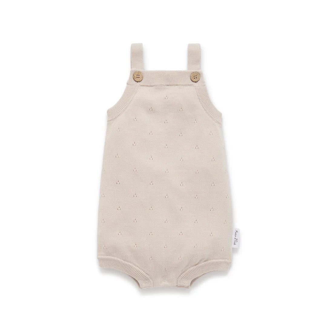 Aster & Oak Oatmeal Pointelle Knit Romper - Oatmeal