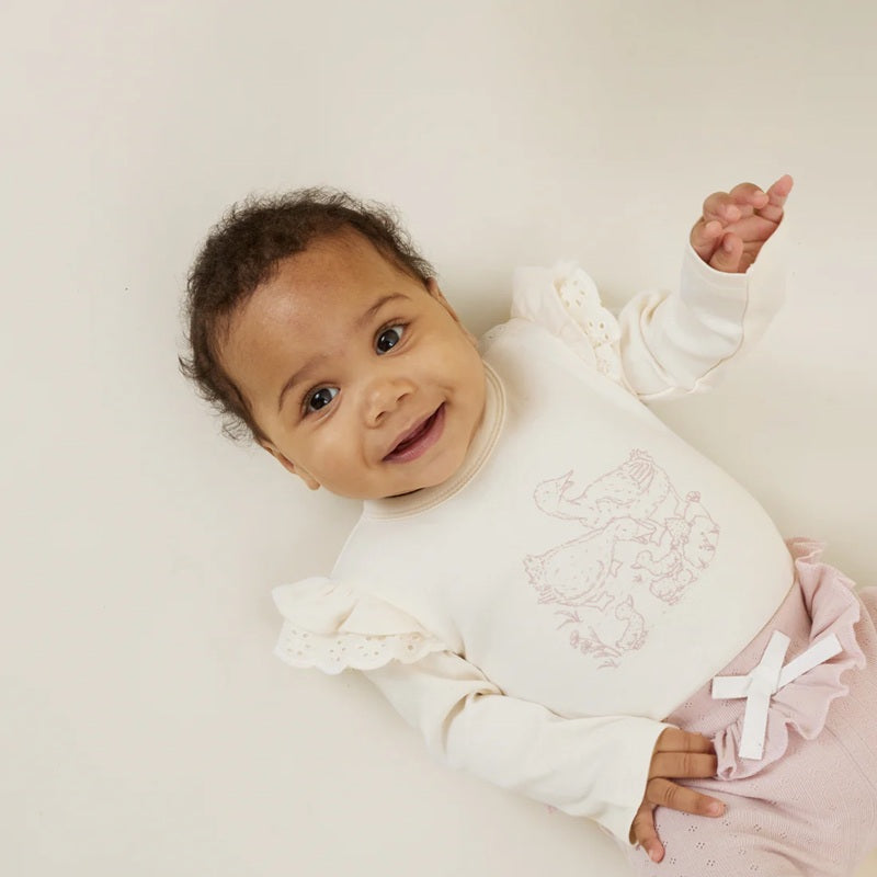 Aster & Oak Duck Family Print Flutter Onesie - Natural