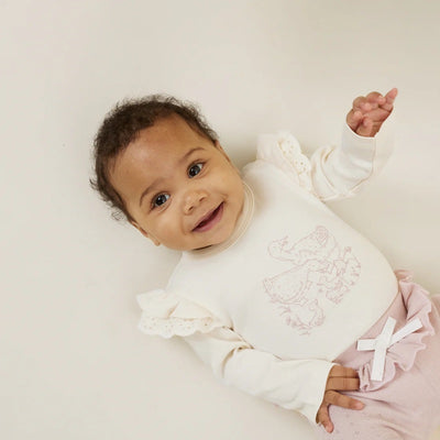 Aster & Oak Duck Family Print Flutter Onesie - Natural