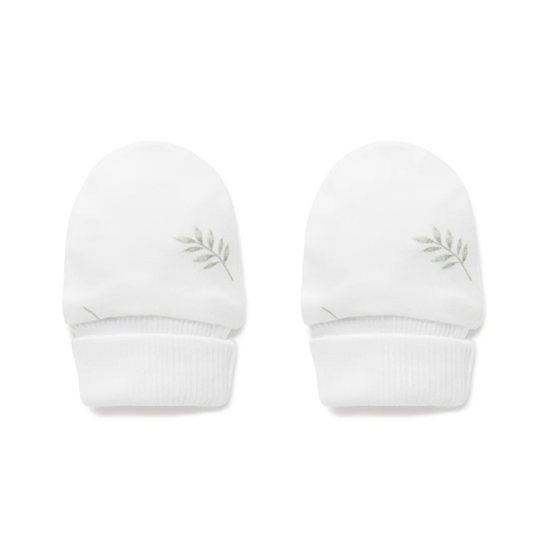  Aster & Oak Little Leaf Mittens - White