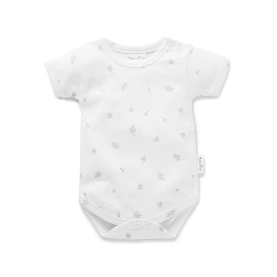 Aster & Oak Little Leaf AOP Onesie - White