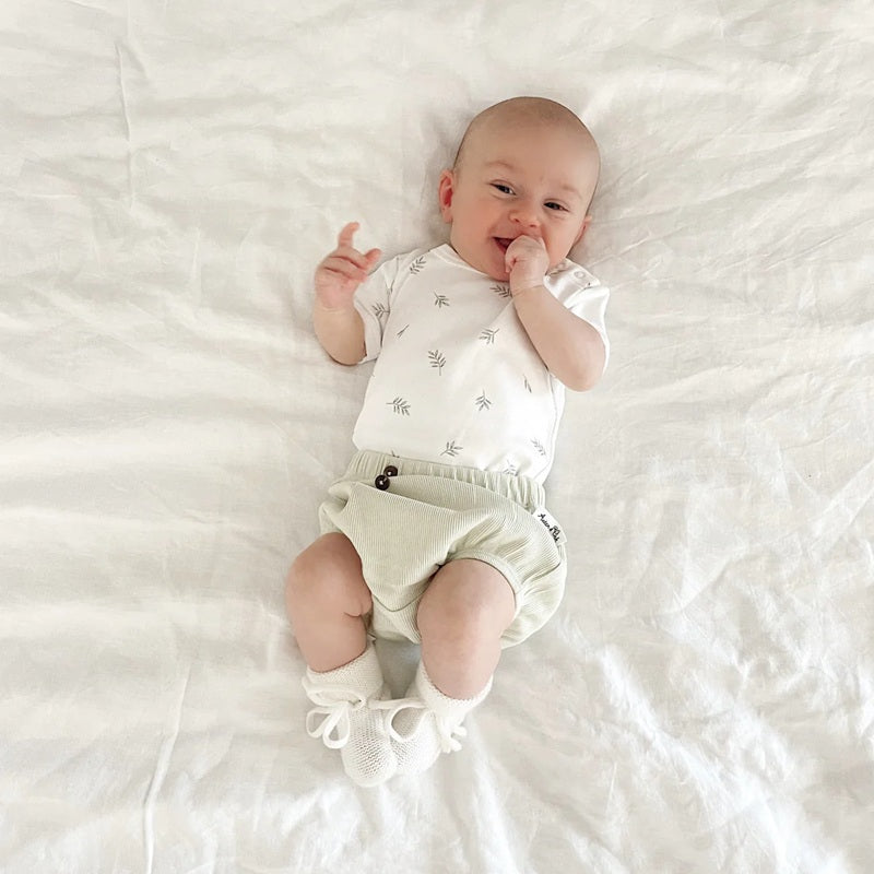 Aster & Oak Little Leaf AOP Onesie - White