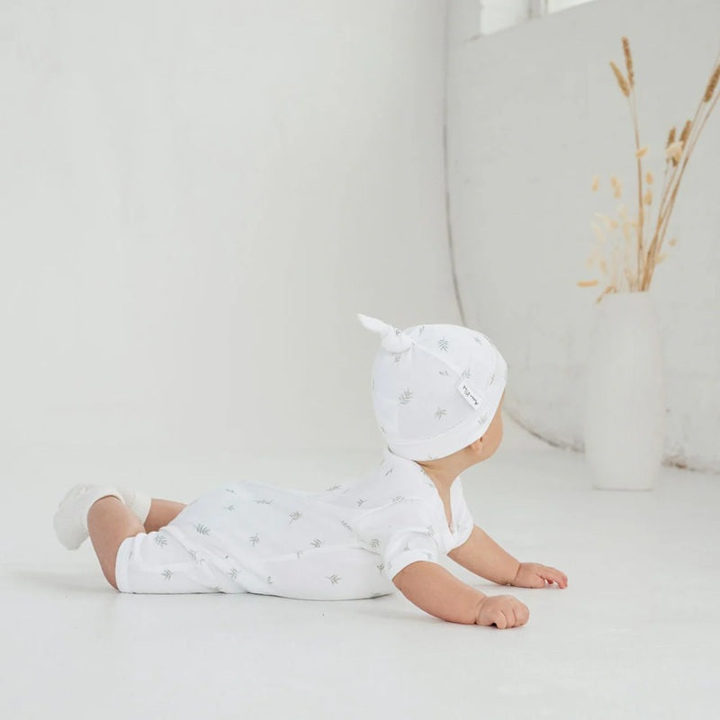 Aster & Oak Little Leaf Zip Romper - White