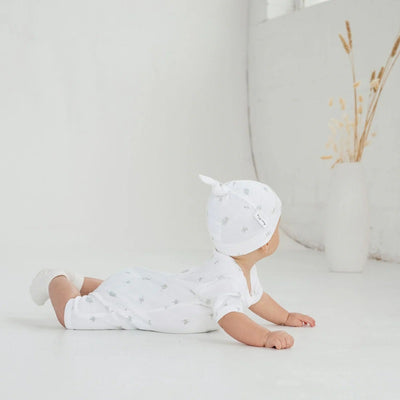 Aster & Oak Little Leaf Zip Romper - White