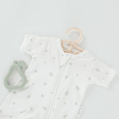 Aster & Oak Little Leaf Zip Romper - White
