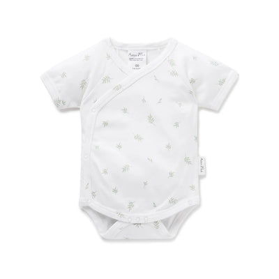 Aster & Oak Little Leaf Kimono Bodysuit - White