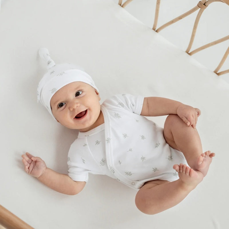 Aster & Oak Little Leaf Kimono Bodysuit - White