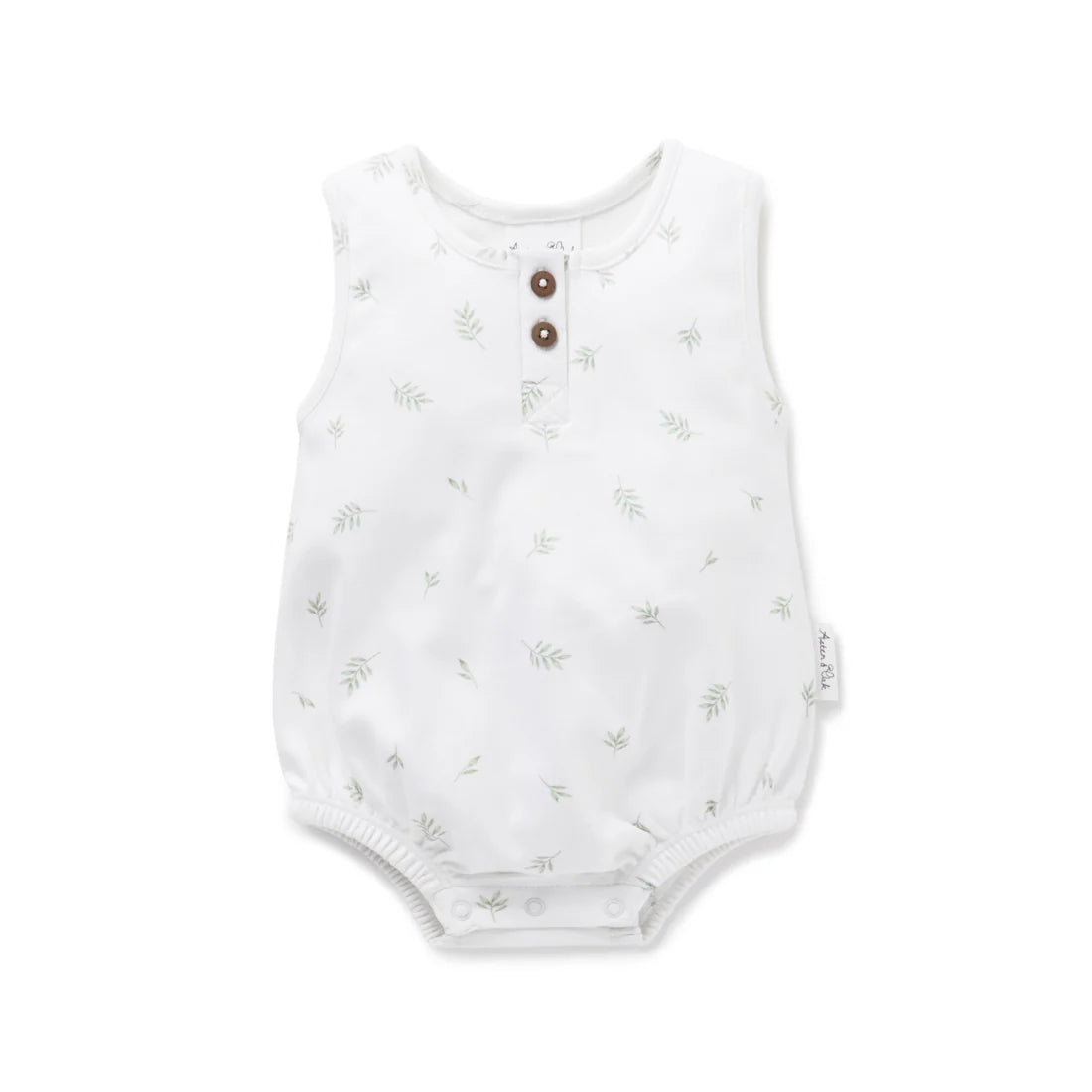 Aster & Oak Little Leaf Bubble Romper - White