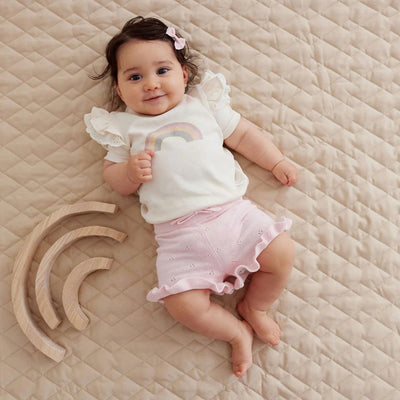 Aster & Oak Rainbow Print Flutter Tee - Natural