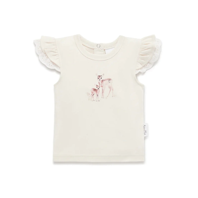 Aster & Oak Fawn Print Flutter Top - Natural