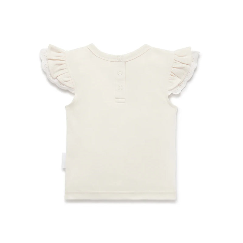 Aster & Oak Fawn Print Flutter Top - Natural