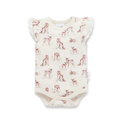 Aster & Oak Fawn Meadow AOP Onesie - Natural