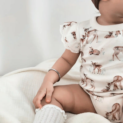 Aster & Oak Fawn Meadow AOP Onesie - Natural