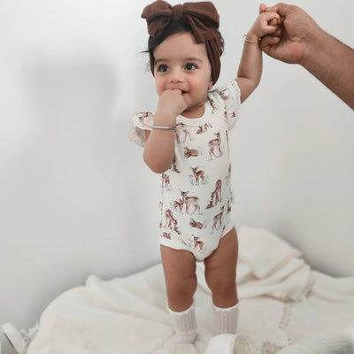 Aster & Oak Fawn Meadow AOP Onesie - Natural