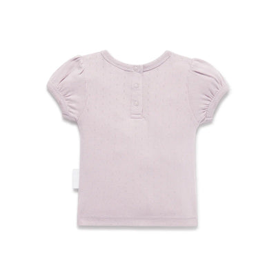 Aster & Oak Iris Pointelle Puff Sleeve Top - Lavender