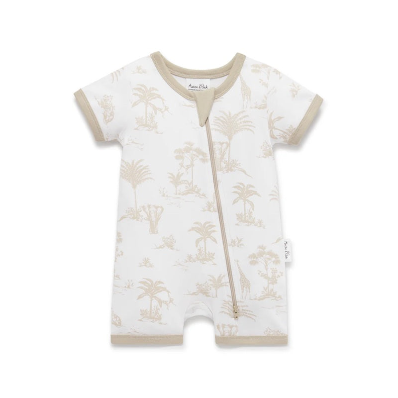 Aster & Oak Jungle Zip Romper - White