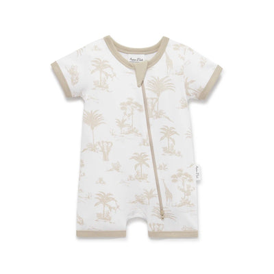 Aster & Oak Jungle Zip Romper - White