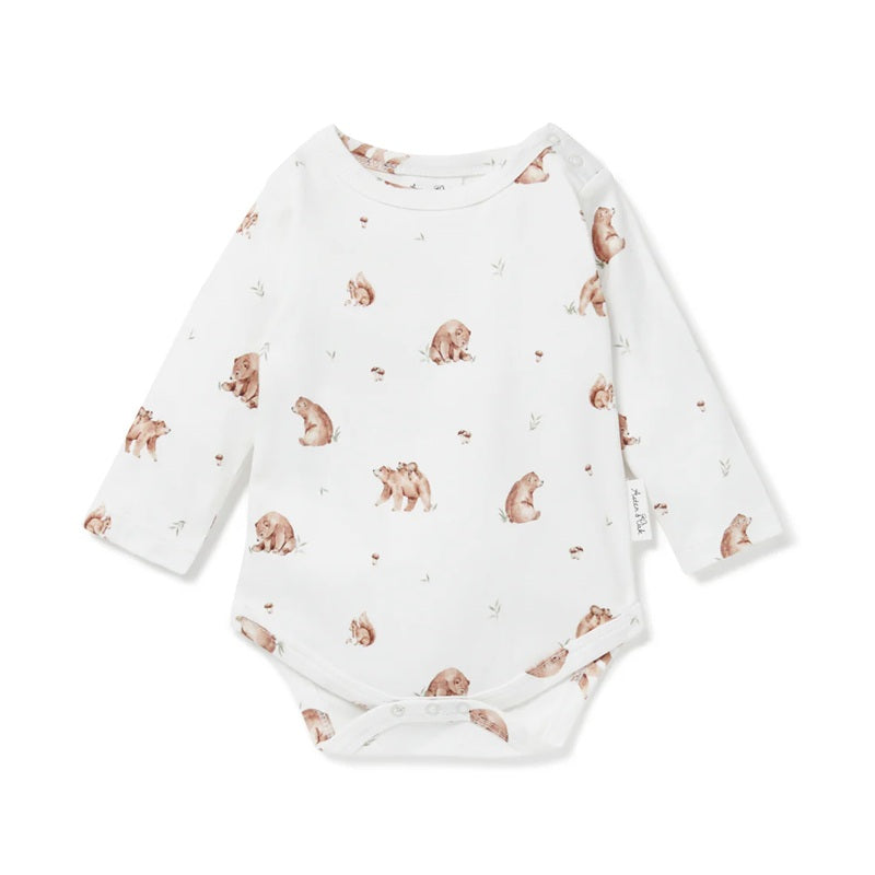 Aster & Oak Little Bear AOP Onesie - Natural