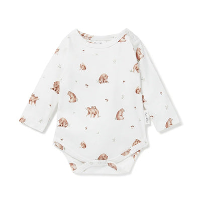 Aster & Oak Little Bear AOP Onesie - Natural