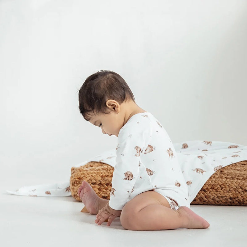 Aster & Oak Little Bear AOP Onesie - Natural