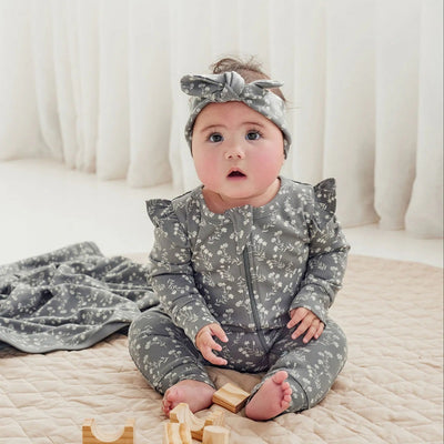 Aster & Oak Mia Floral Headband - Dark Sage