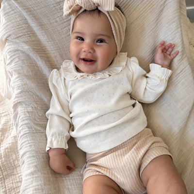 Aster & Oak Ivory Pointelle Long Sleeve Top - Ivory