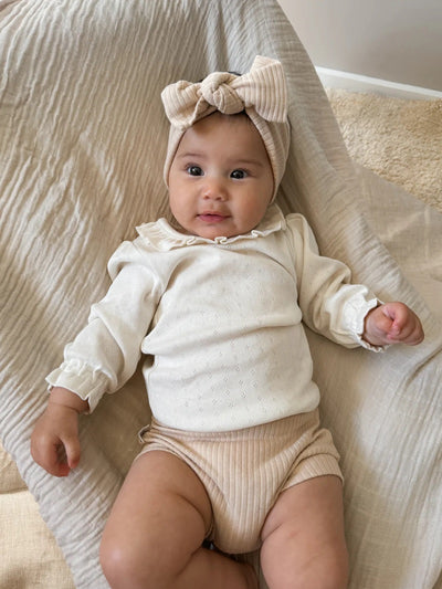 Aster & Oak Ivory Pointelle Long Sleeve Top - Ivory