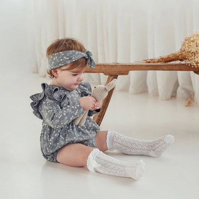 Aster & Oak Mia Floral Bubble Romper - Dark Sage