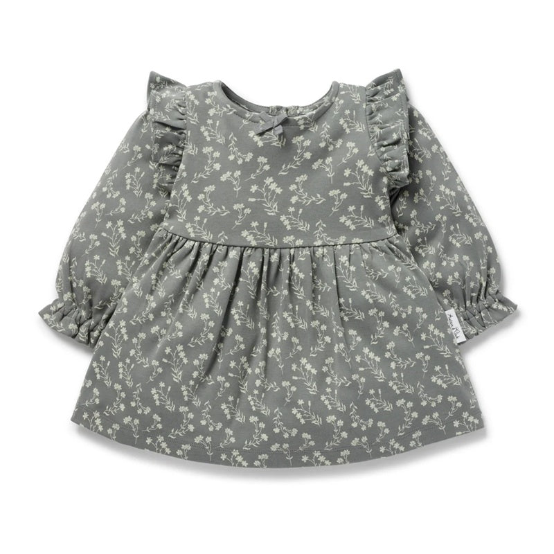 Aster & Oak Mia Floral Ruffle Dress - Dark Sage