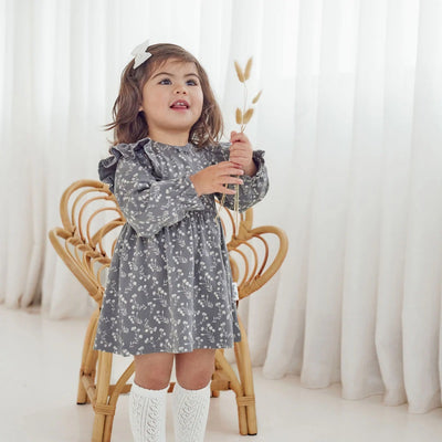 Aster & Oak Mia Floral Ruffle Dress - Dark Sage