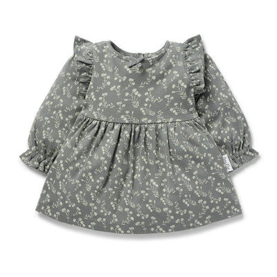 Aster & Oak Mia Floral Ruffle Dress - Dark Sage