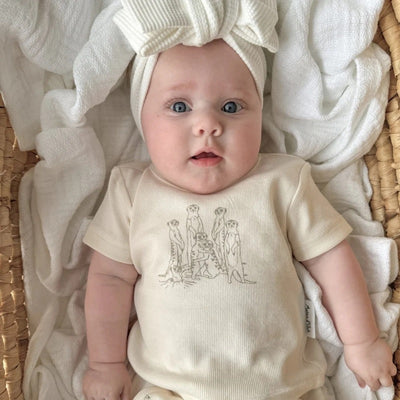 Aster & Oak Meerkat Print Rib Tee - Natural