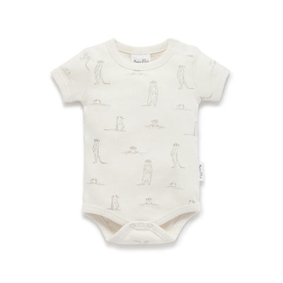 Aster & Oak Meerkat Rib AOP Onesie - Natural