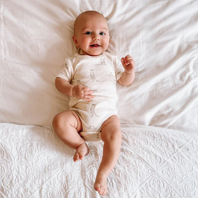 Aster & Oak Meerkat Rib AOP Onesie - Natural