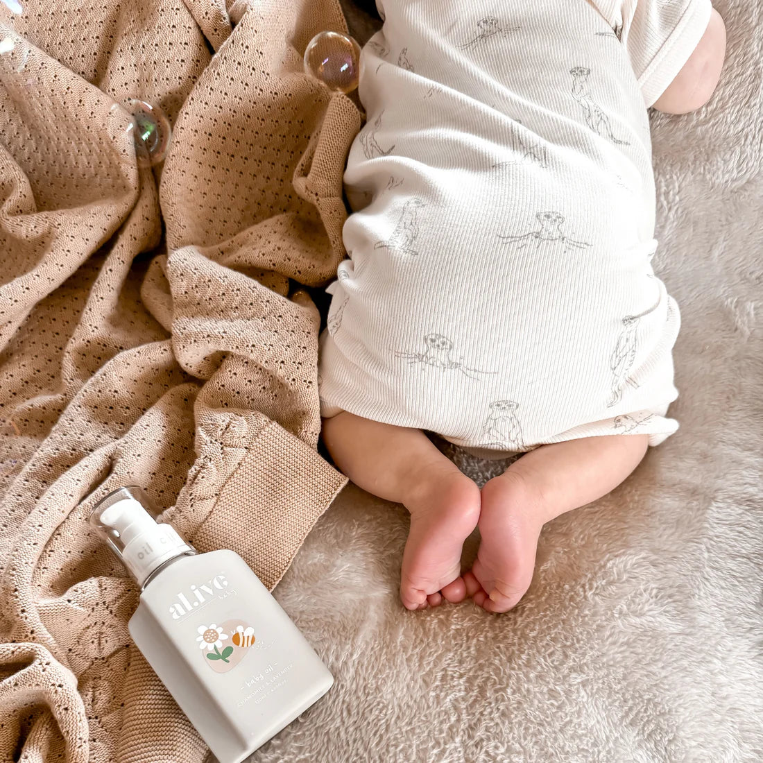 Aster & Oak Meerkat Rib Zip Romper - Natural