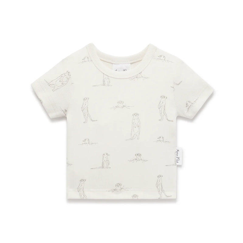 Aster & Oak Meerkat Rib AOP Tee - Natural