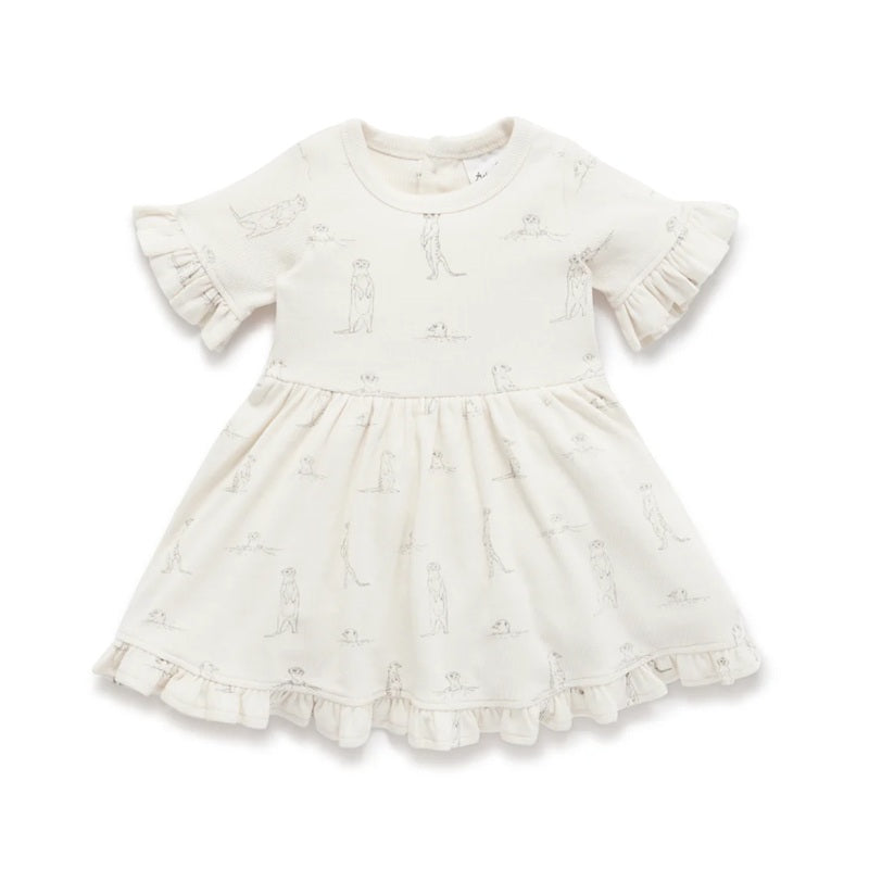 Aster & Oak Meerkat Rib Skater Dress - Natural