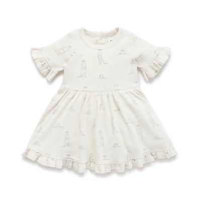 Aster & Oak Meerkat Rib Skater Dress - Natural