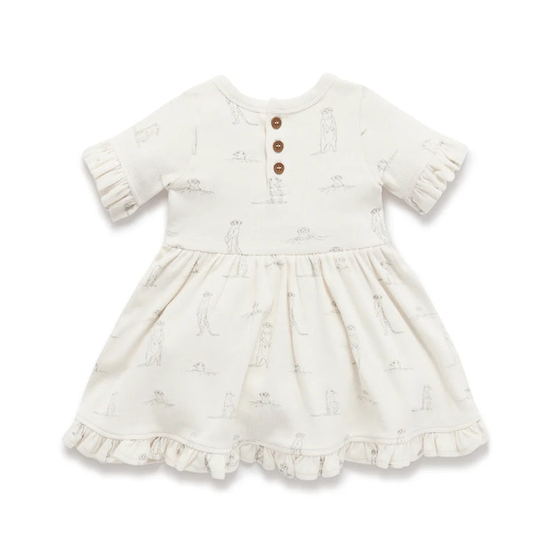 Aster & Oak Meerkat Rib Skater Dress - Natural