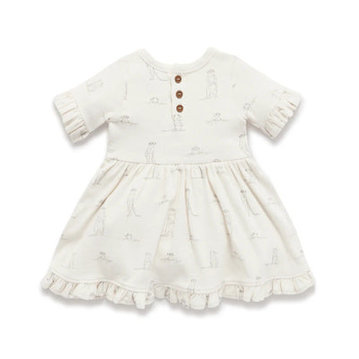 Aster & Oak Meerkat Rib Skater Dress - Natural