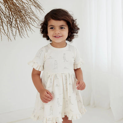Aster & Oak Meerkat Rib Skater Dress - Natural