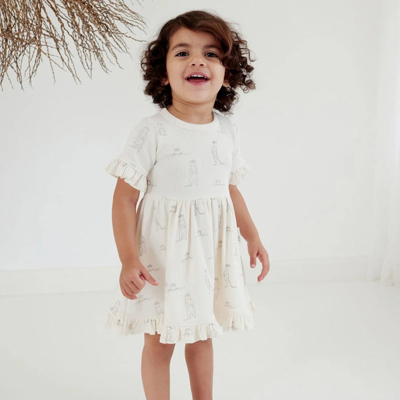 Aster & Oak Meerkat Rib Skater Dress - Natural